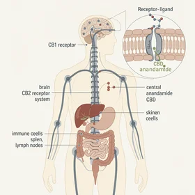 Endocannabinoid system: CB1 and CB2 receptors